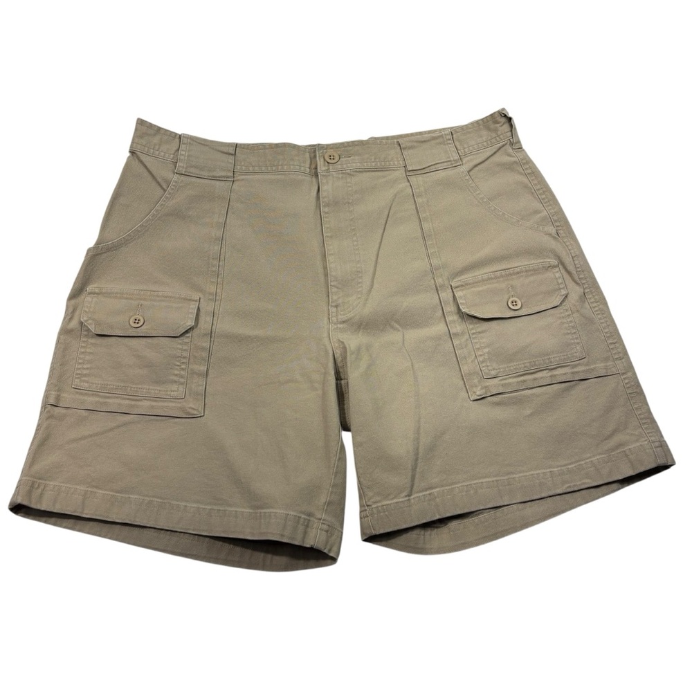 LL Bean Men's Khaki Patch Cargo Pocket Casual Beige Brown Shorts Cotton Blend 38
